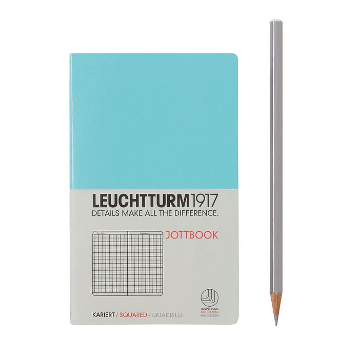 Jottbook Pocket (A6), 60 Páginas numeradas, 16 hojes perforadas, Azul c., Cuadriculad