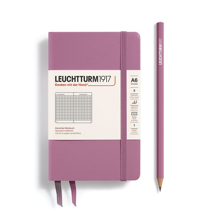 Libreta Pocket (A6), Tapa dura, 187 Páginas numeradas, Dusty Rose, Cuadriculado